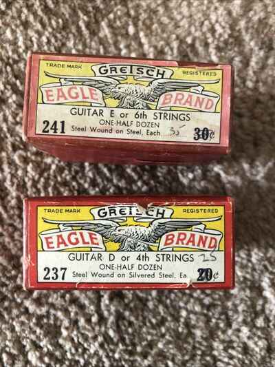 2- Gretsch Guitar Strings EAGLE BRAND 241-237 Silvered Steel BOX And Steel