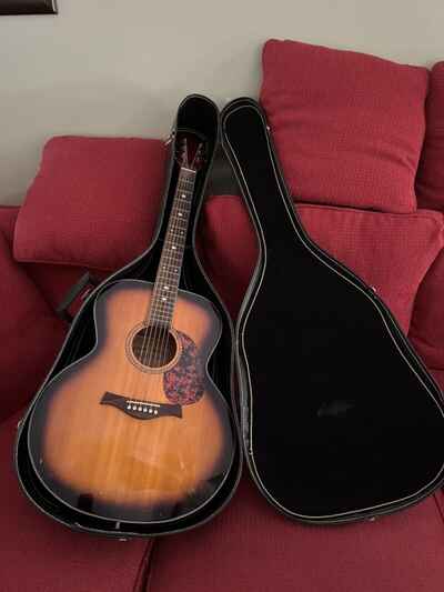 Vintage 1970??s GITANO Jumbo Acoustic Guitar Sunburst Color-Rare Guitar w /  Case!