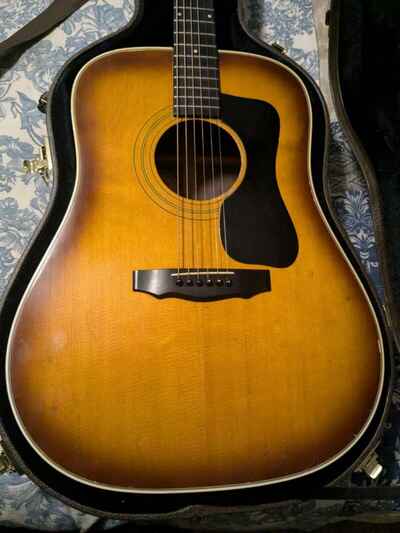 Guild D-50 1978 SB Antique Burst W /  Invisible pickup /  Plugs In Strap Button