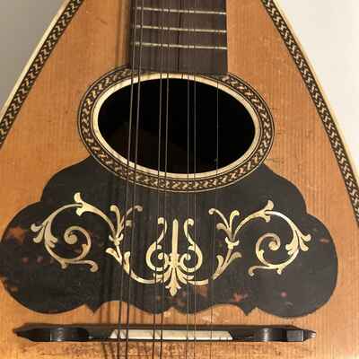 GEO BAUR 18 antique bowl mandolin Beautiful Inlay Philadelphia circa 1900, cracks