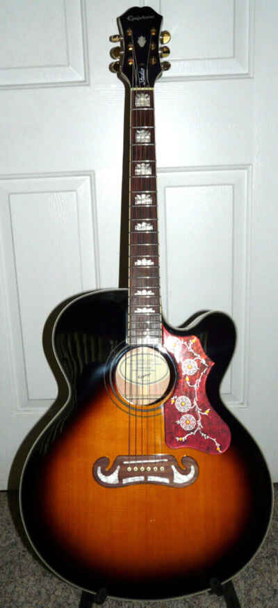 Epiphone EJ-200 EC Studio Acoustic-Electric Guitar, Vintage Sunburst Excellent!!