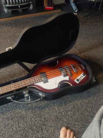 Left Handed Hofner Violin Bass And Case