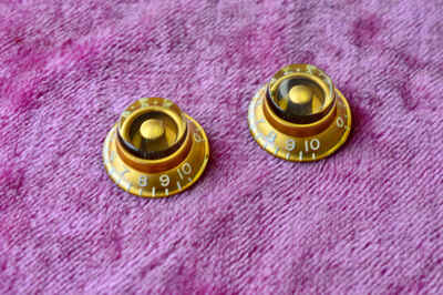 Vintage 1959 Gibson Les Paul Burst Knobs Gold Bonnet 1958 Standard Knob Pair 57!