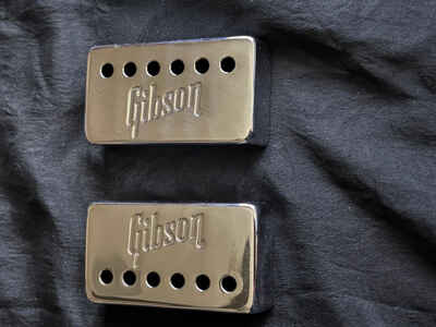 1972 Vintage Chrome Embossed Humbucker Pickup Covers  "Complete Set"  Rare