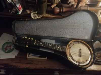 vintage unmarked cased banjolele