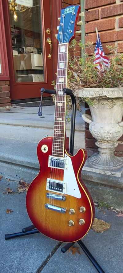 Vintage 1970s Eros Mark II MIJ Cherry Sunburst Guitar  w / Case  ~ See Video ~