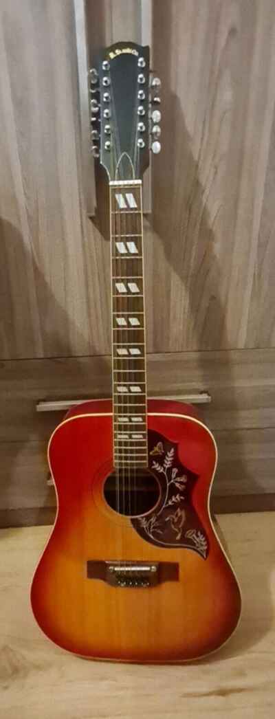 Kiso Suzuki Hummingbird 12 string acoustic guitar. 1970s