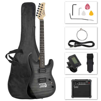 MOTOOS Electric Guitar Kit with 20W AMP Bag Guitar Strap Black