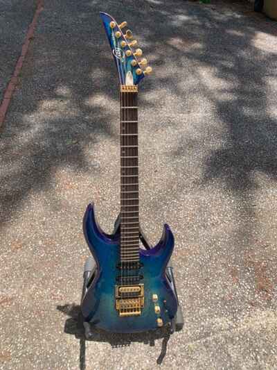 guitare lag rockline snake bleue