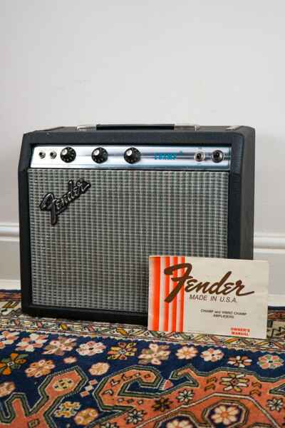 1978 Fender USA Champ Combo Amplifier Black Tolex Valve Amp w /  Original Manual