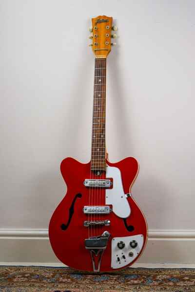 1960s Teisco  /  Jedson Made in Japan Thinline Hollowbody Electric Guitar - Red