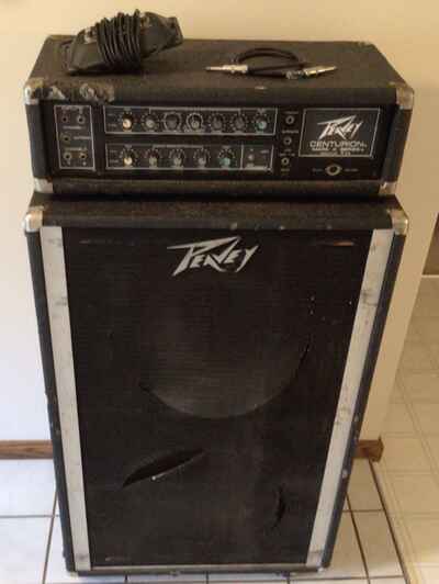 1978 PEAVEY CENTURION MARK III HEAD & SPEAKER 2x15 COMBO AMP AMPLIFIER SET