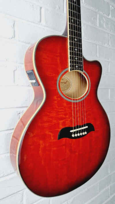 ARIA ELECORD FET-DLX FLAMED MAPLE RED ELECTRO ACOUSTIC GUITAR