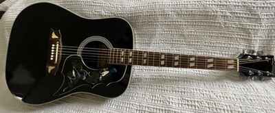 Vintage Lorenzo Bluebird 1970s Korea Black Acoustic Guitar