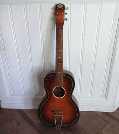 VTG Regal Parlor Acoustic Guitar 6 String Antique Numbered Frets Made In Chicago