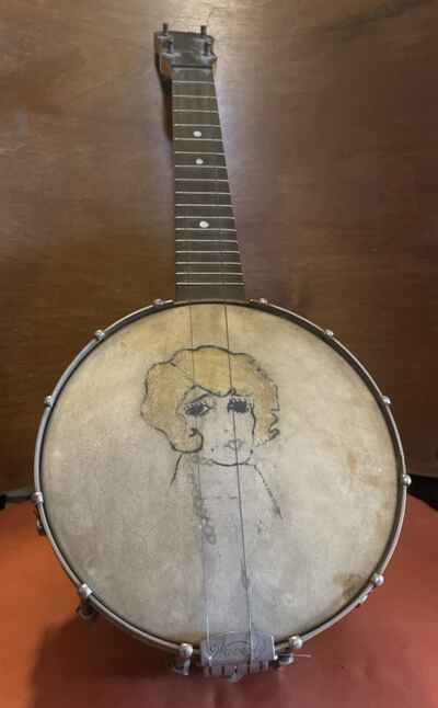 Rare Old Waverly Banjo Original Hand Painted 1920s Flapper Girl 21??