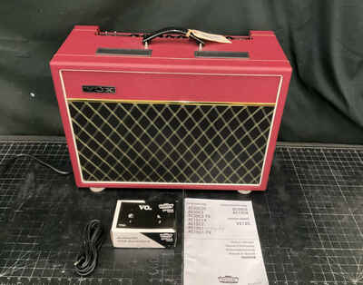 VOX AC15C1 Vintage Red Guitar Amplifier Speaker Cabinet & Foot Switch