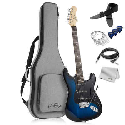 OPEN BOX - 39" Full-Size Electric Guitar Beginner Kit with Gig Bag, Blue-Black