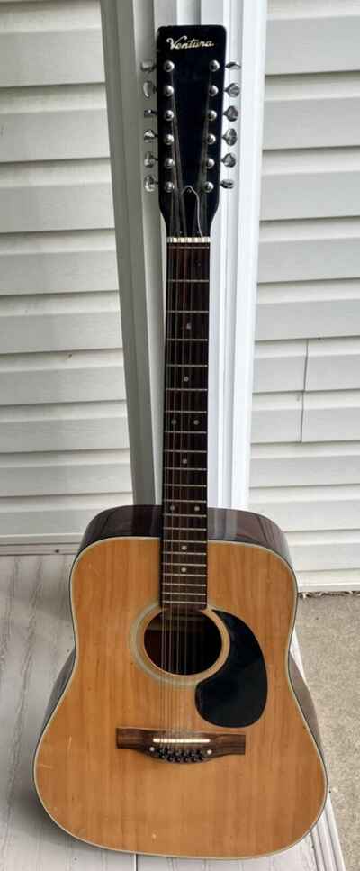 Vintage 1960 / 70s Ventura (Bruno?) V-16 12-string Acoustic Guitar - Made In Japan