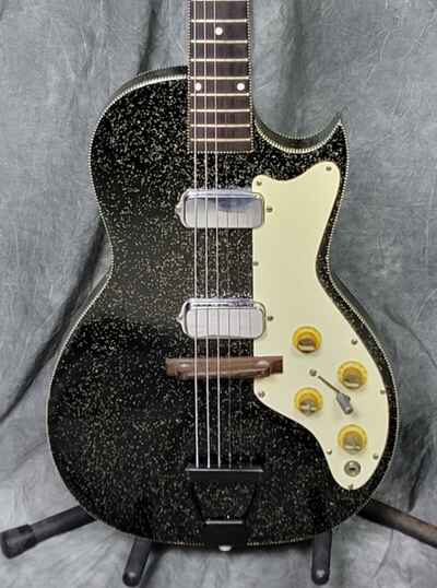 STUNNING 1961 Custom Kraft 4155 Midnight Special Guitar, Black / Gold Sparkle