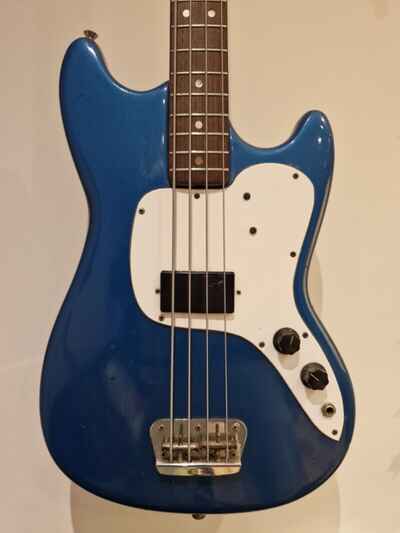 Vintage Fender Musicmaster Bass Guitar 1970s - Short-Scale, Metallic Sonic Blue