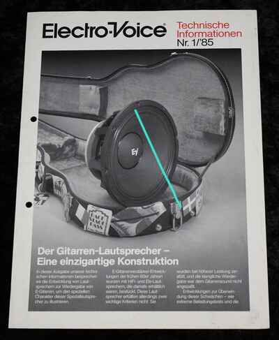 Electro - Voice ,Technische Information Nr 1  / 85 Gitarren Lautsprecher