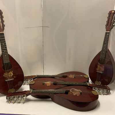 Lot Of 5 Vintage Unbranded 8 string mandolin. Made In China  Untested For Parts