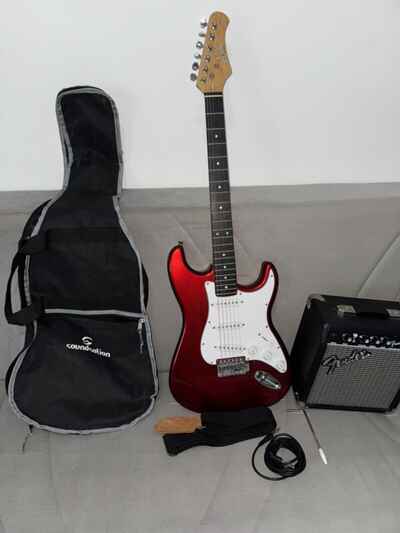 Kit Chitarra Elettrica Eko+amplificatore Fender Frontman 10G+ Cavo Jack+Custodia