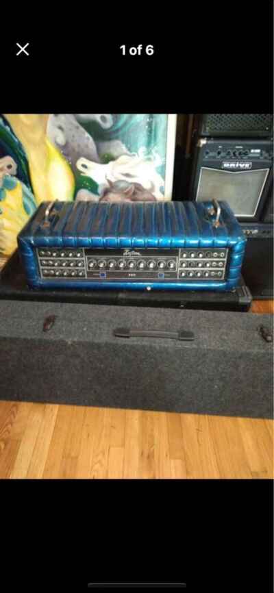 Vintage Kustom K300 300 Watt 6 Channel PA, Wear, Tuck & Roll. Cascade Blue As-is