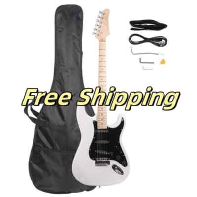 Stylish Electric Guitar Kit with Black Pickguard White