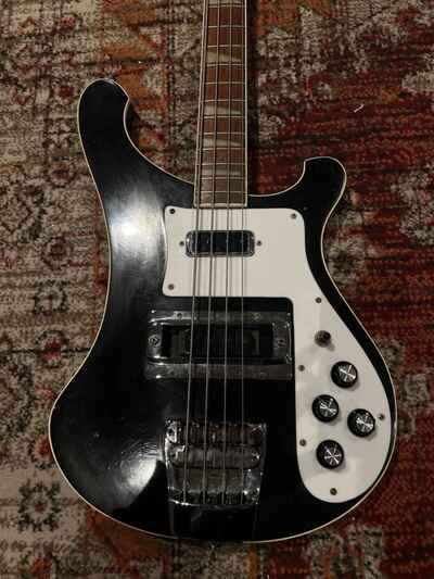 1982 Rickenbacker 4001 Bass Guitar Jetglo Black Vintage