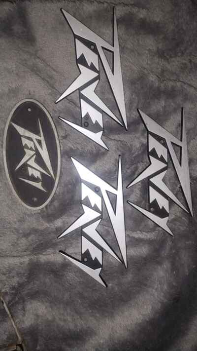 Peavey Logos. 2 Metal And 2 Plastic. Vintage Peavey Logos. Rare Lot Of 4