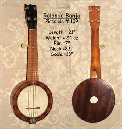 Rolando Piccolele 109 - Mini 21" Vintage 5 String Banjo