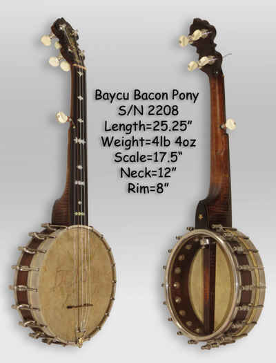 Baycu Bacon Pony Fretless Banjo #2208