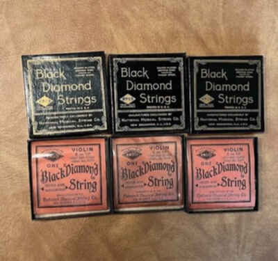 Lot Of 3 Vintage Black Diamond Violin Strings National Music Co.  Advertising