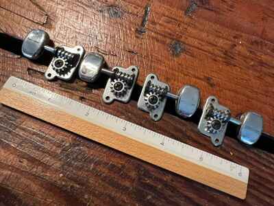 Vintage Guitar Tuners Tuning Pegs - partial set, lot of 4, metal buttons