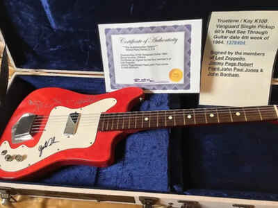 Truetone / Kay K100 Vanguard Guitar 1964 Signed by Led Zeppelin C O.A & In VG Cond