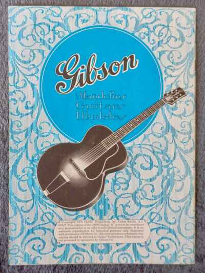 1928 GIBSON Guitars / Stringed Instruments CATALOGUE Q (1976 Re-Print), USA. RARE!