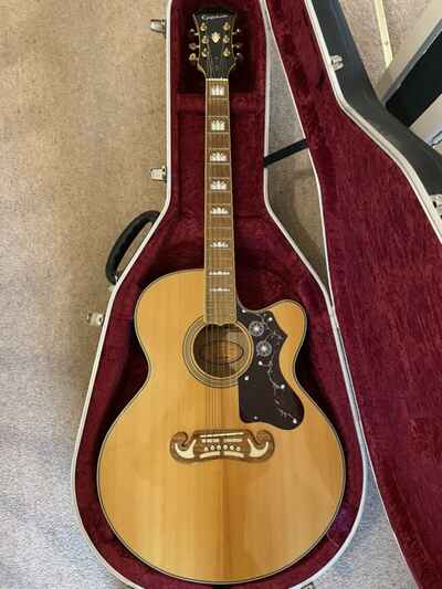 Epiphone J-200 EC Studio Electro-Acoustic Guitar, Vintage Natural