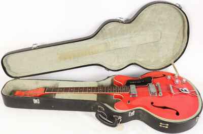 Vintage 1960s Baldwin 706 V Electric Semi Hollow Guitar W /  Hard Shell Case Great