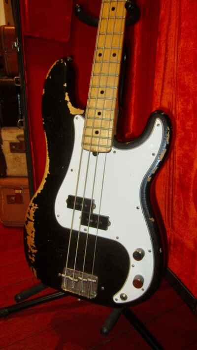 1973 Fender Precision Bass Black w /  Original Hardshell Case