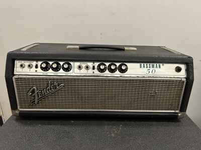 1972 Fender Bassman 50 Silverface Tube Amp Head Model AA371 Vintage Rare Works!