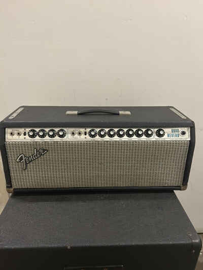 1974 Fender Quad Reverb Silverface Tube Amp Head Vintage Rare Works!