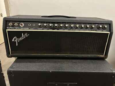 1977 Fender Super Twin Reverb Blackface Tube Amp Head Vintage Rare Works!