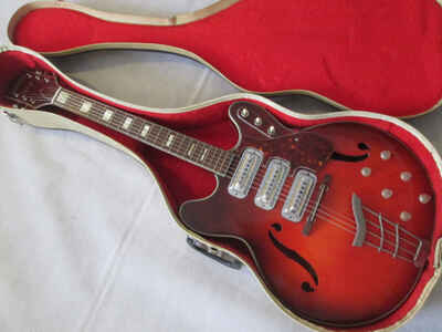 Harmony H78 electric guitar - 1960s - red - original case - great player.
