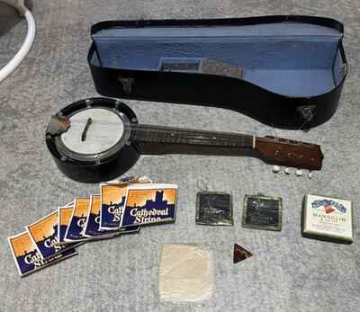 Mandolin Banjo Unmarked With Case 8 String Vintage  /  Antique, Bell Brand Box Etc