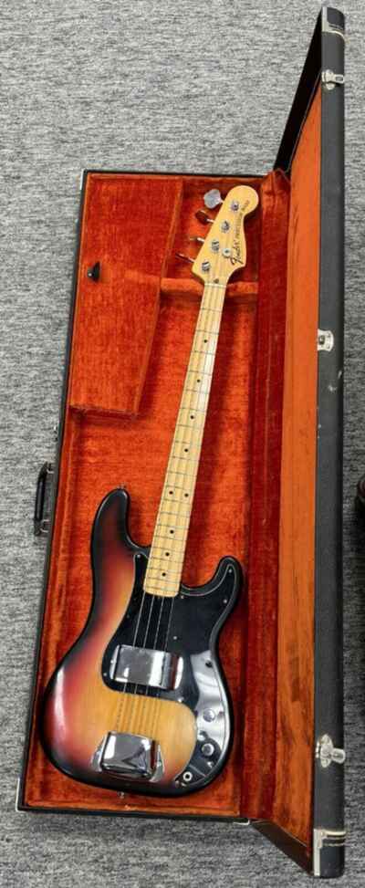 US 1975 Fender Precision Bass Sunburst 4-String Maple Neck with Original Case