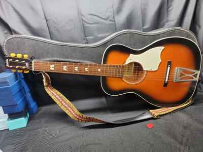 Vintage Harmony Stella Sunburst H-6130 Acoustic Guitar in Case