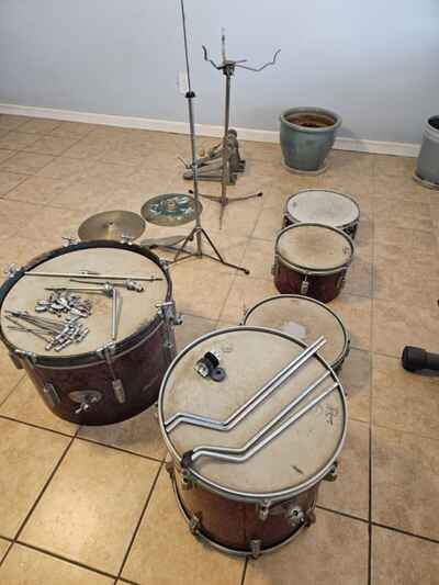 1960s rogers red onyx drum set, as is in pictures