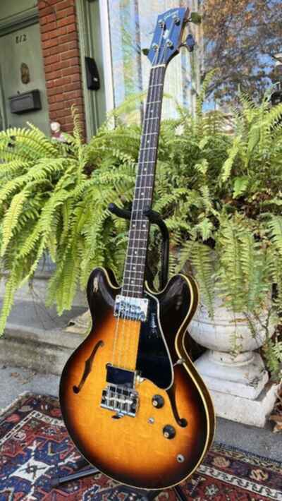 1968 Gibson EB-2 Semi Hollow Short Scale Electric Bass w OCBC ~ 100% Original, VG+